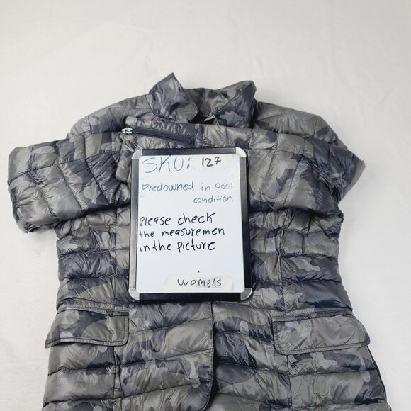 Anorak Women's Gray Black Camouflage Dual Pocket Puffer Blazer Jacket Size XL - Picture 8 of 8